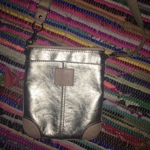 COACH Beige Gold Crossbody Purse